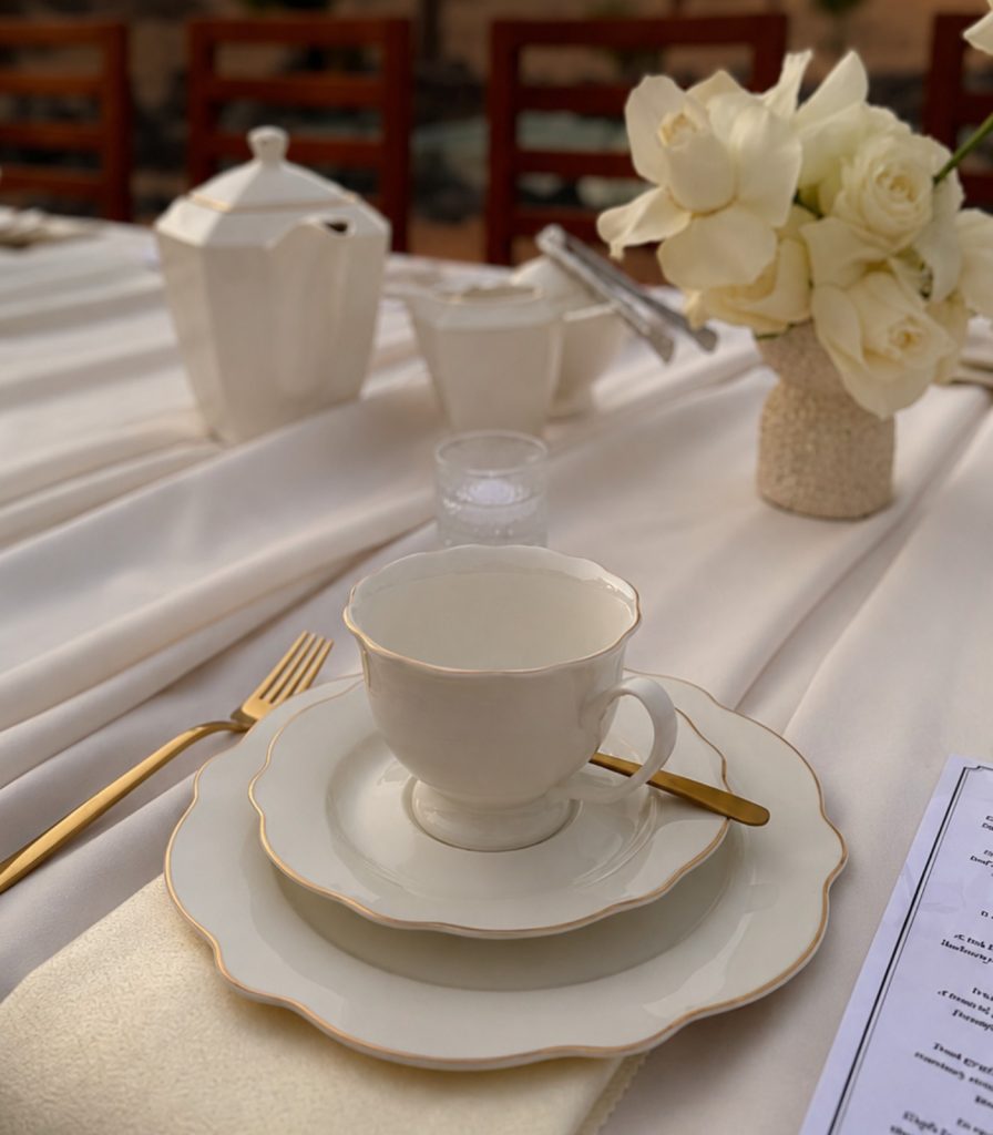 Luxury Afternoon Tea in the desert by Dolce Vita