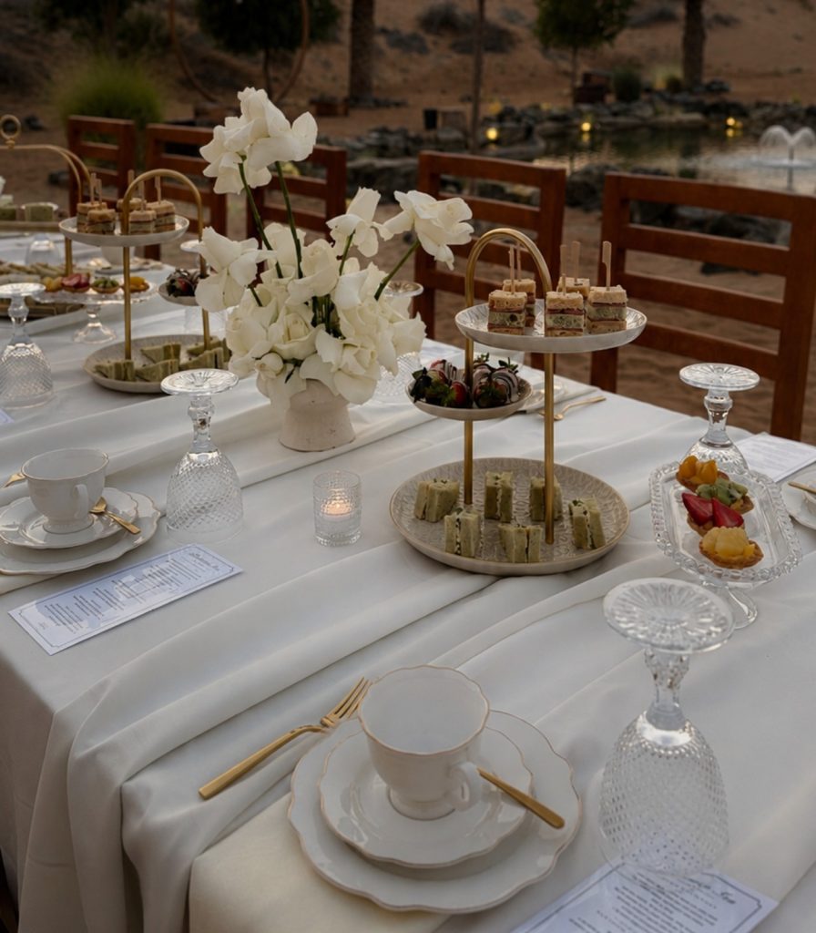 Luxury Afternoon Tea in the desert by Dolce Vita